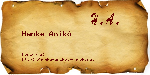 Hanke Anikó névjegykártya